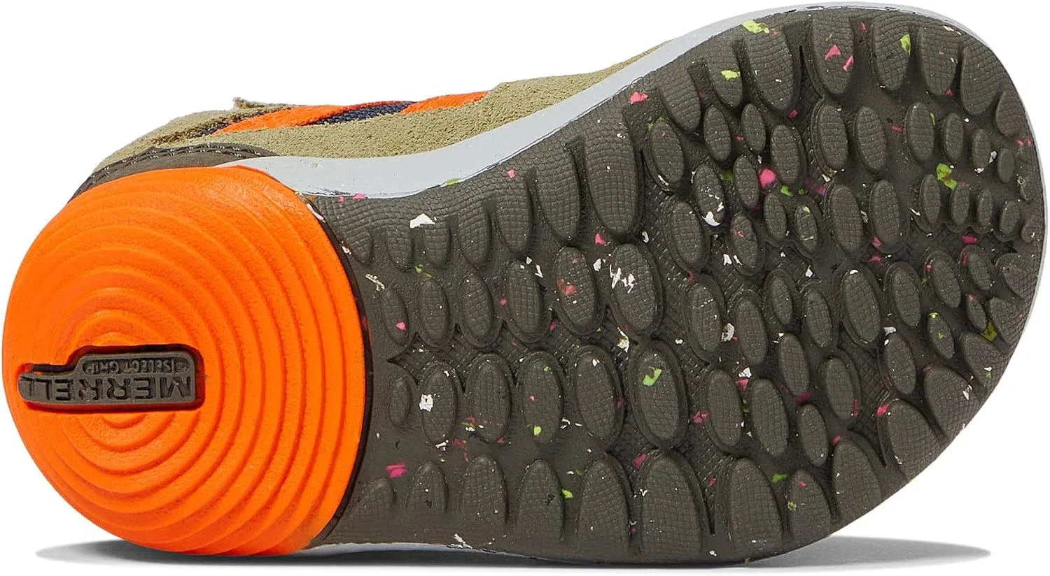 Детские ботинки для мальчиков Merrell Bare Steps Ridge Hiker Kids, Olive/Navy/Orange — фото 4