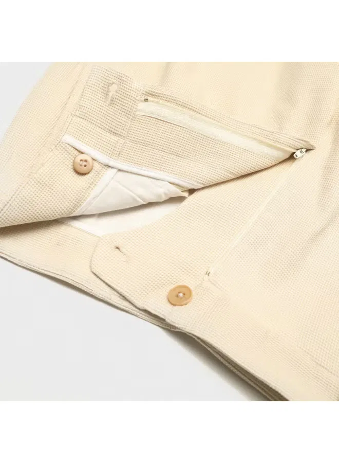 Шорты-бермуды хлопковые с вафельной вязкой Zara, светлый хаки — фото 4