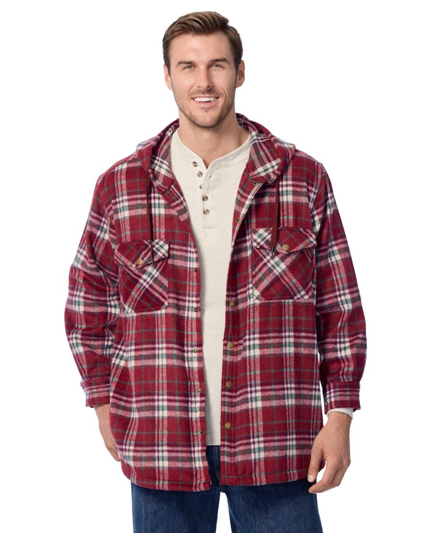 

Куртка-рубашка на кнопках, большая и высокая, для высоких и крупных мужчин KingSize, Burgundy plaid
