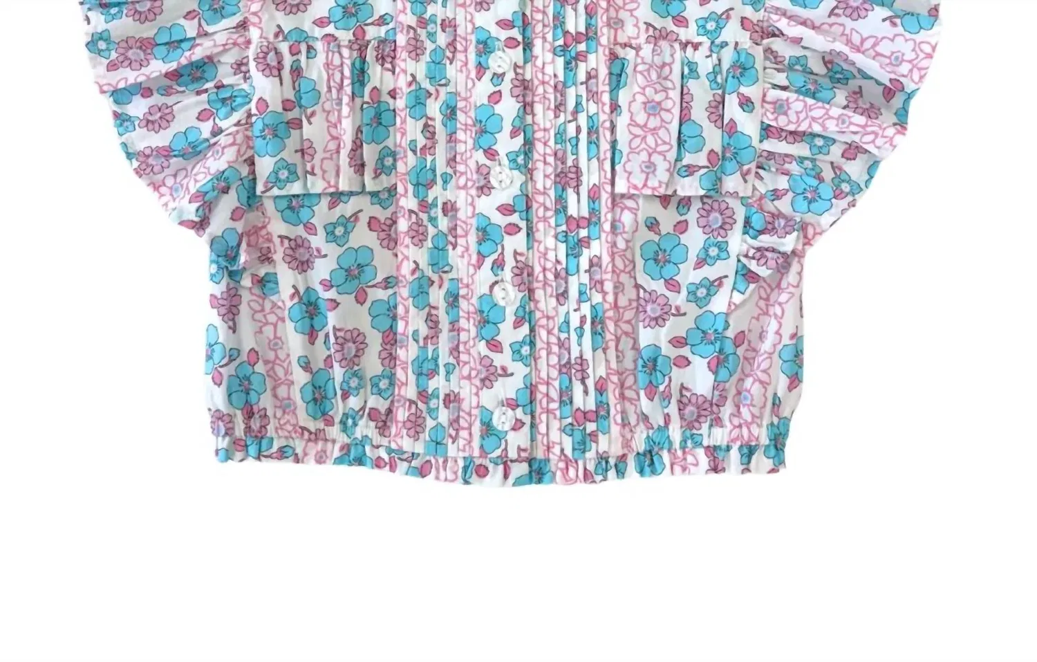 Детская блузка для девочек с коротким рукавом и оборками Annie Top Bisby, Light Blue/Pink