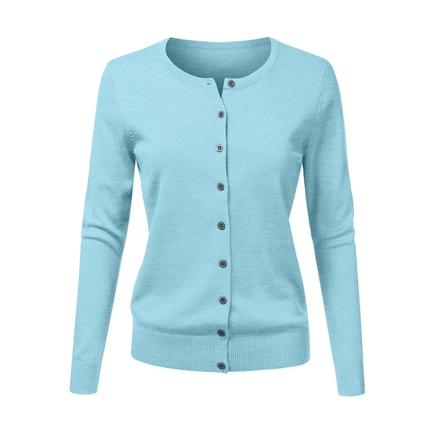 Женский легкий кардиган с длинным рукавом, однотонный, Sky Blue