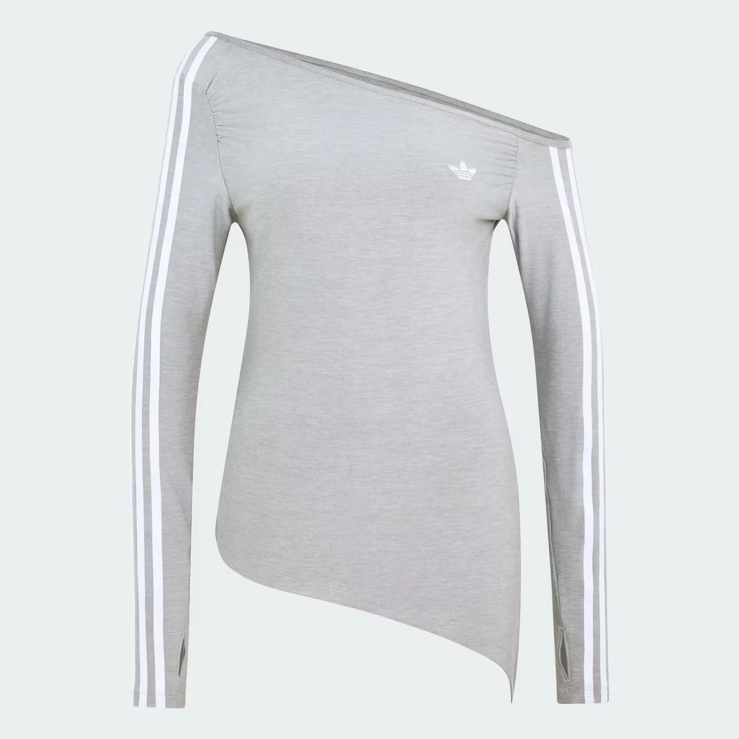 Женский топ асимметричный с длинным рукавом One Shoulder Asymmetric Top Adidas Originals, серый меланж — фото 4