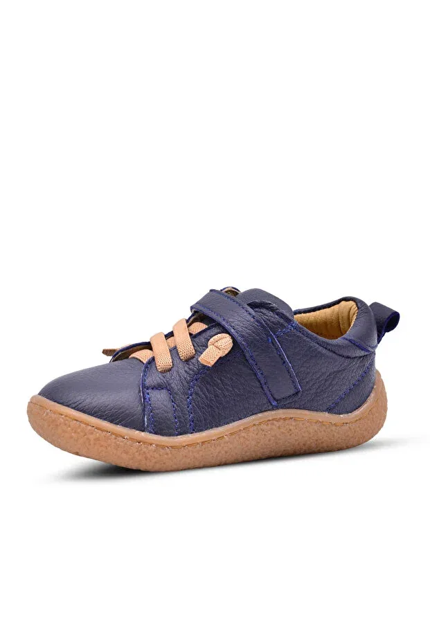 Детские туфли для девочек кожаные на плоской подошве Nicolo elastic leather Kids A More, Navy Blue — фото 4