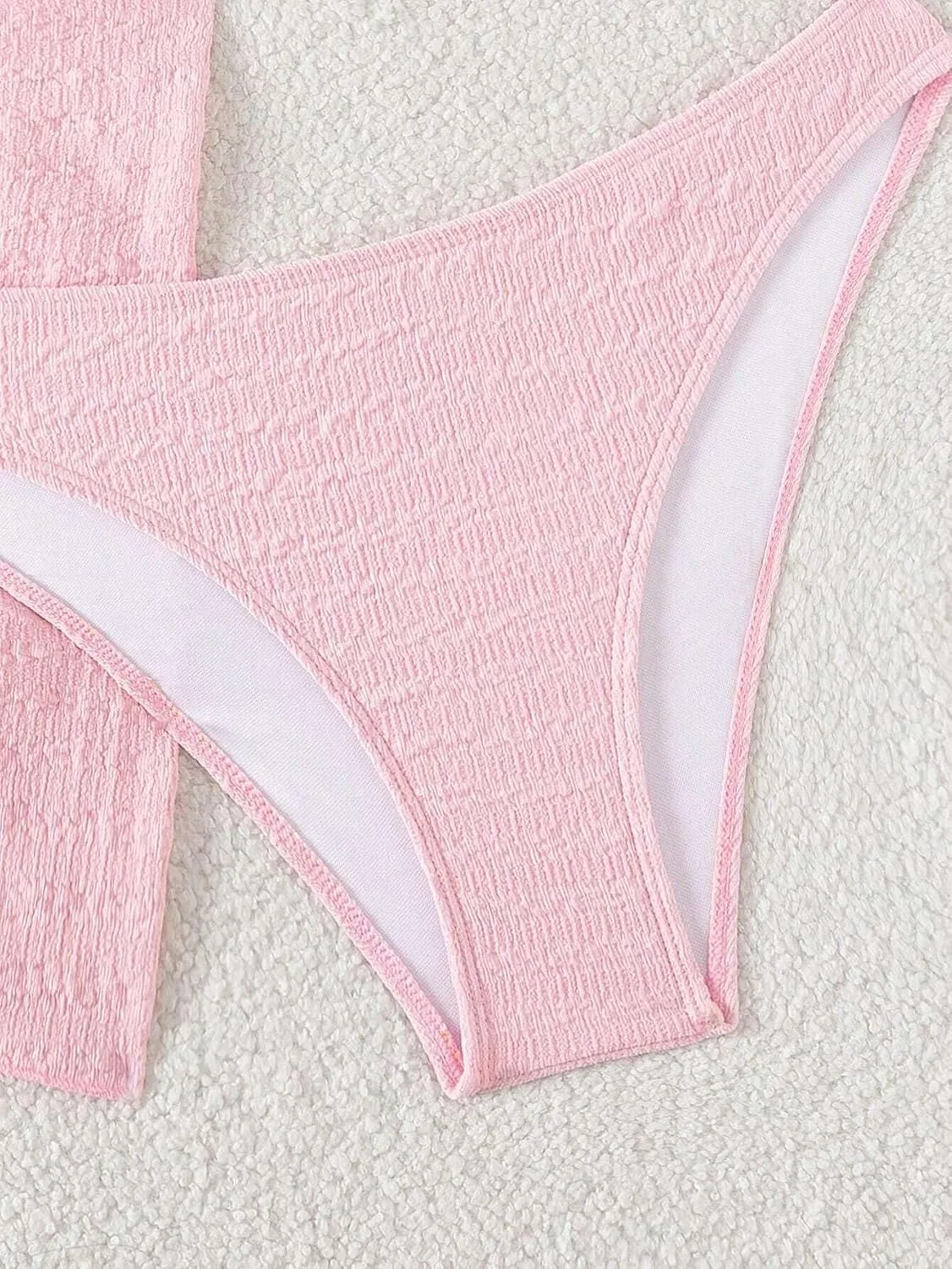Женский бикини-сет с высокой талией и завязками сзади, Pink — фото 2