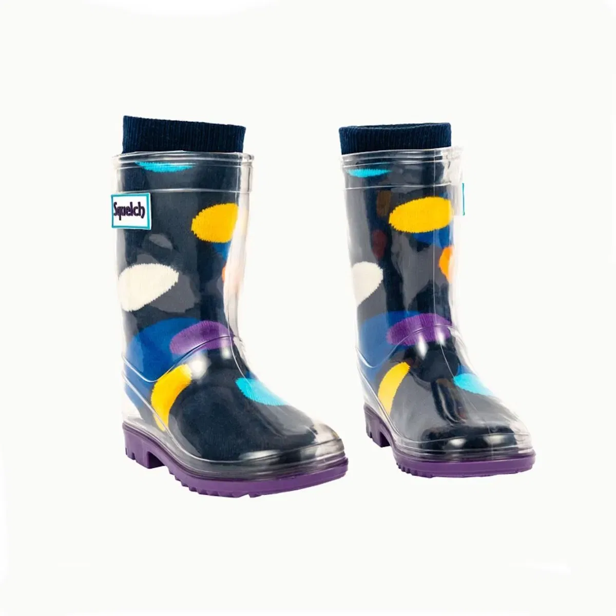 Детские плотные носки для резиновых сапог Chunky Spots Squelch Wellies, Navy — фото 2