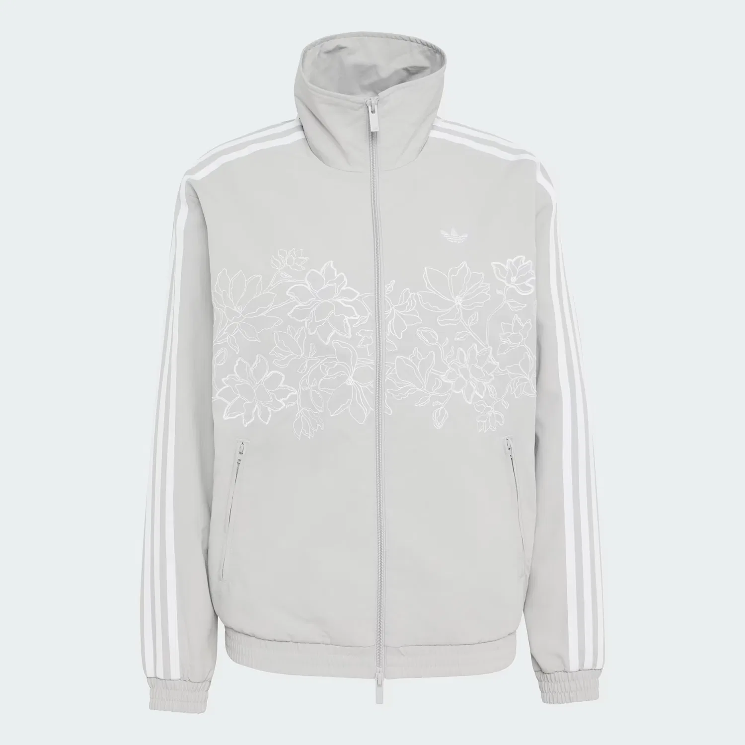 Женская спортивная куртка свободного кроя с цветочным принтом Floral GFX Firebird Adidas Originals, серый — фото 4