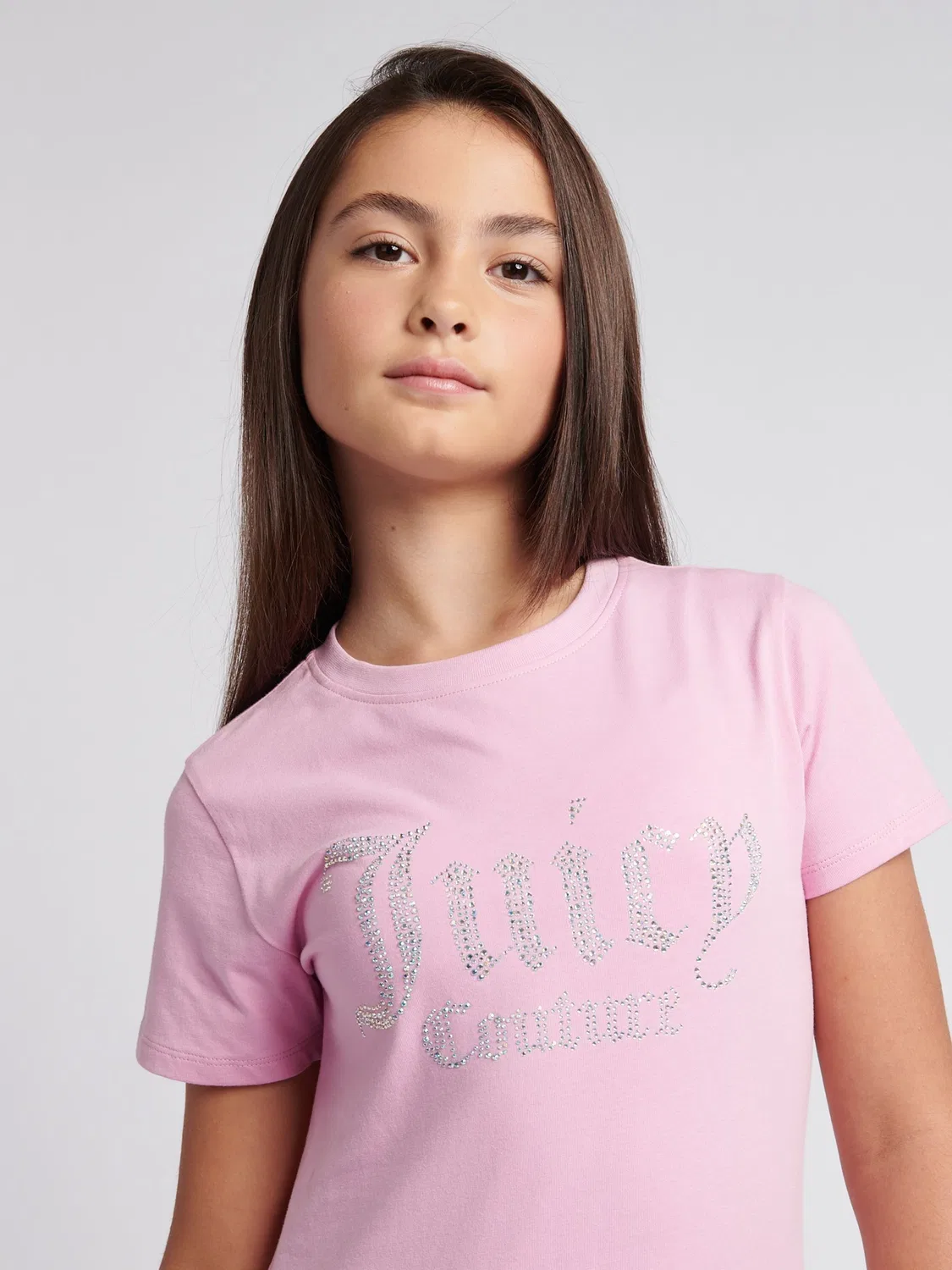 Футболка приталенная с диамантовым логотипом Juicy Couture, розовая