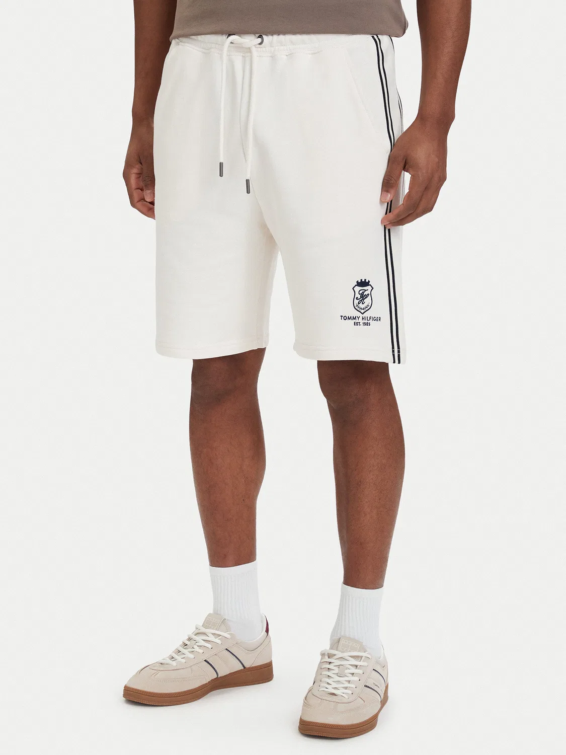 Мужские спортивные шорты свободного кроя Crest Embroidery Tommy Hilfiger, светло-бежевый