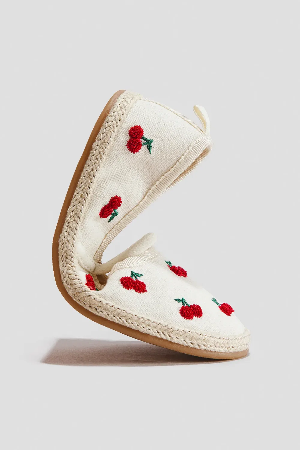 Эспадрильи детские с узким ремешком H&M, Natural Beige/Cherries — фото 4