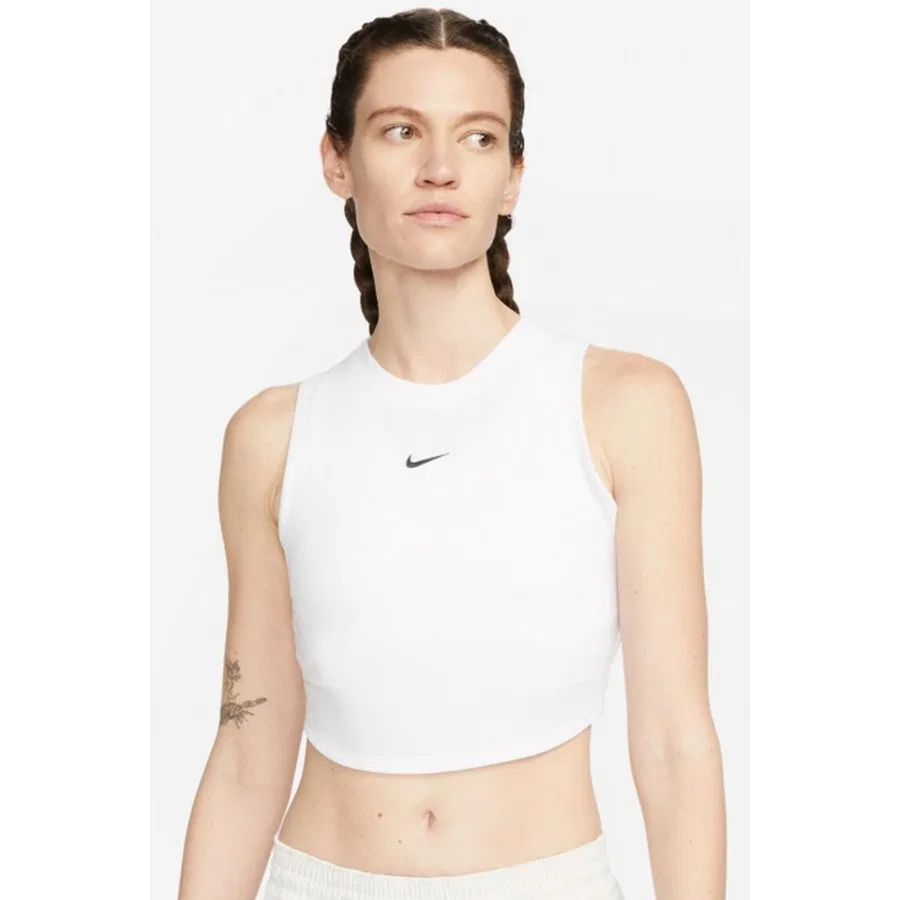 Женский топ-майка без рукавов Nike Sportswear Essential Rib Cropped, Белый