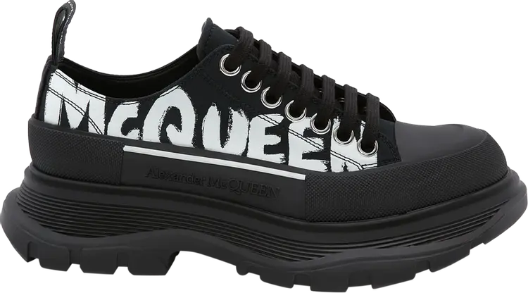 Кроссовки Alexander McQueen Wmns Tread Slick Lace Up Low McQueen Graffiti Logo - Black, черный