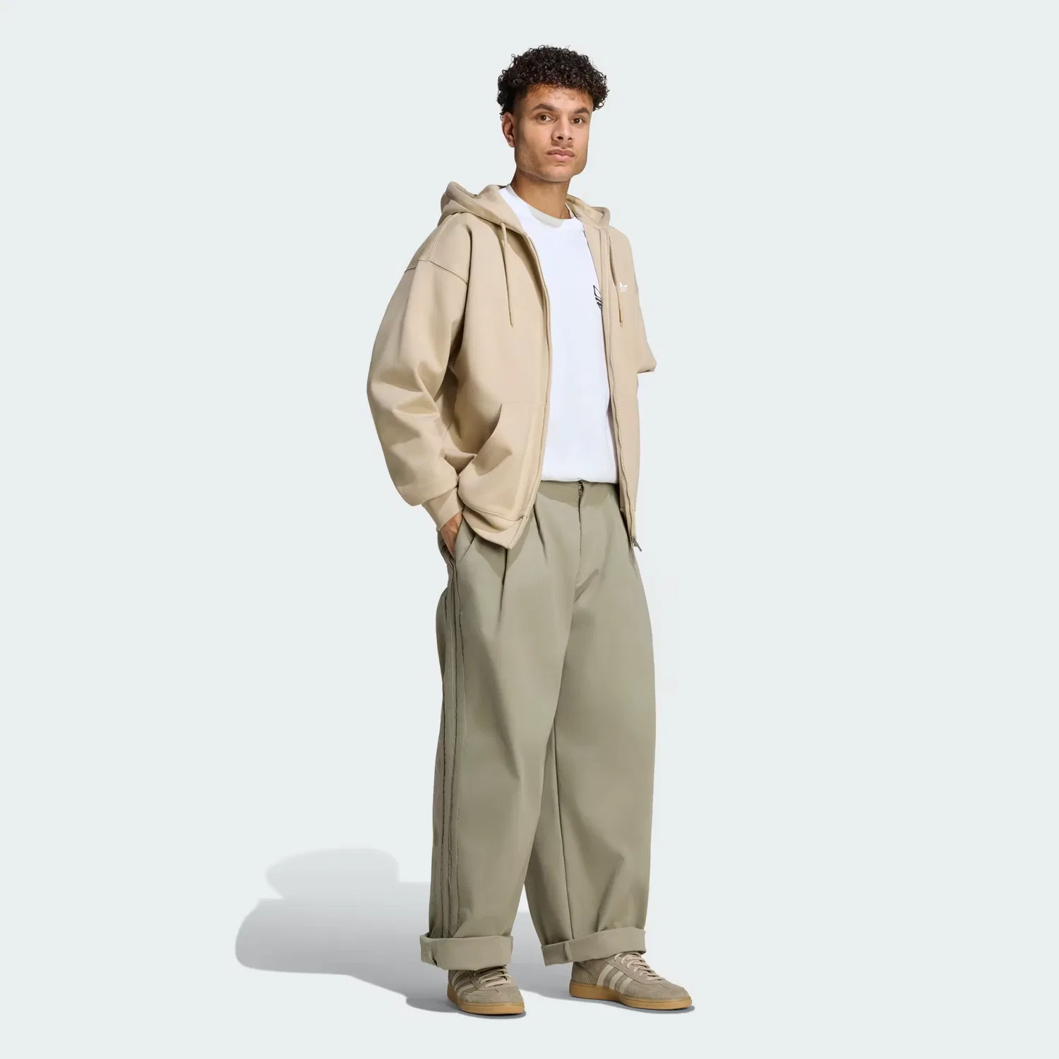 Мужские брюки свободного кроя Triple Pleated Adidas Originals, серебристо-серый — фото 3