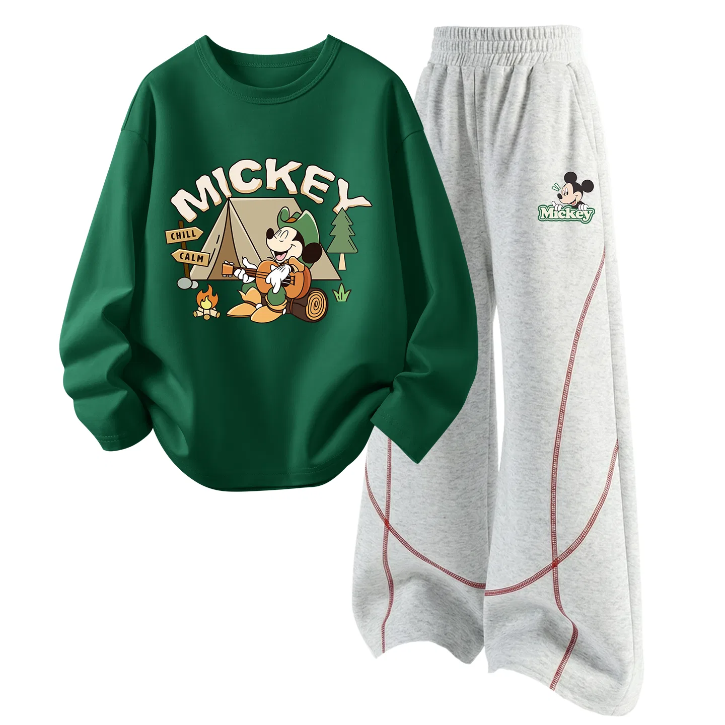 Детский спортивный комплект с принтом Wild Adventure Vintage Green+Smiling Face K White Heather Gray Disney, Wild Adventure Vintage Green+Smiling Face K White Heather Gray