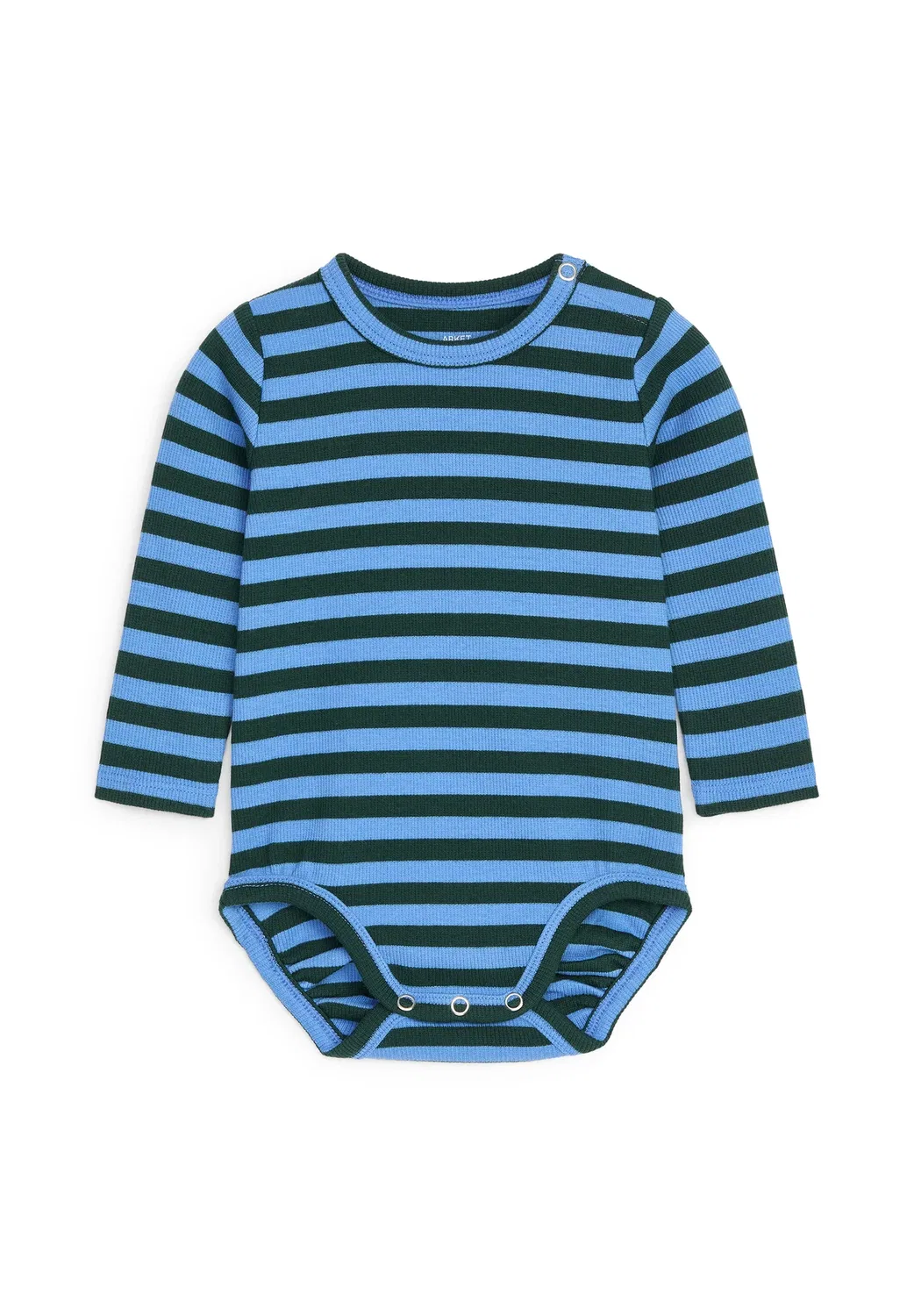 Ребристый боди с длинными рукавами, унисекс - боди Arket, Light Blue Dark Green
