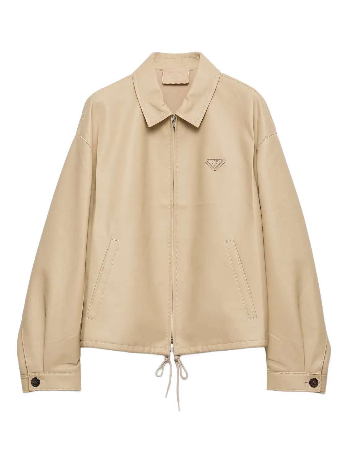 Кожаная куртка из ягнячьей кожи Prada, нейтральные