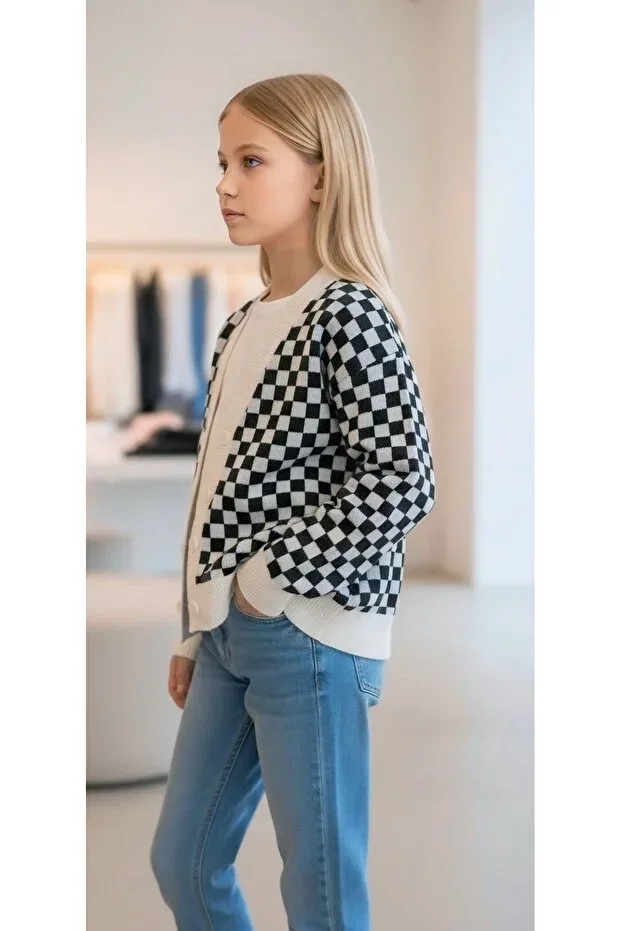 Детский кардиган для девочек с узором Minimoda Kids, Ecru — фото 3