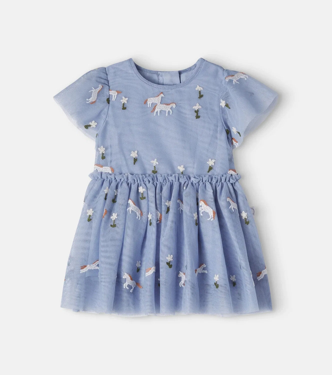 Нарядное платье из тюля с принтом Stella Mccartney Kids, синий
