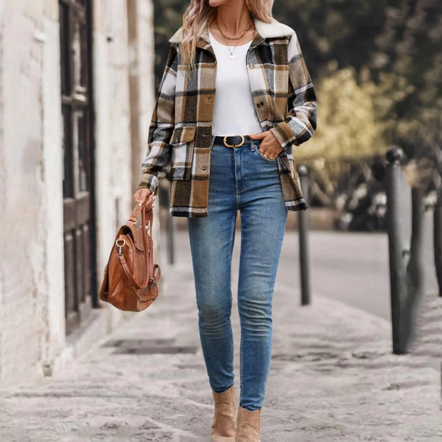 Женское зимнее пальто свободного кроя из вельвета с эффектом потертости, cachi — фото 4