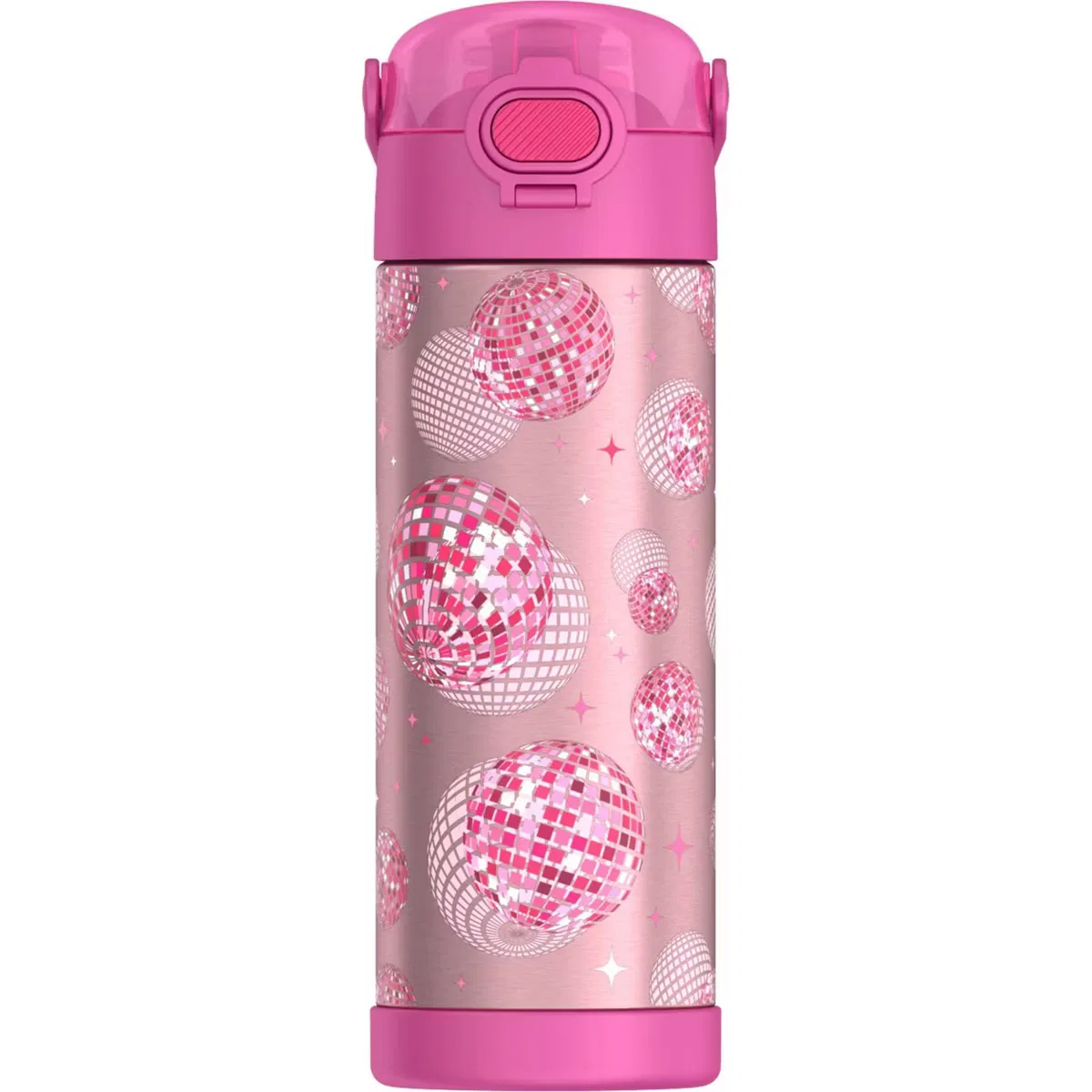 Детская бутылка для воды 470 мл из нержавеющей стали с ручкой FUNtainer Thermos, Pink Disco — фото 2
