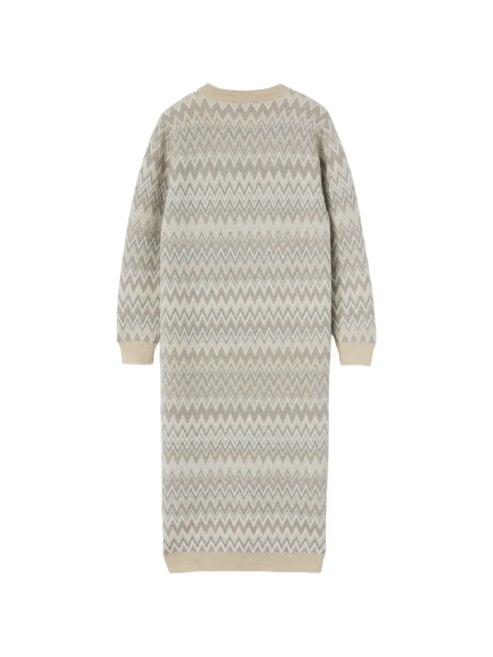 Платье вязаное в рубчик Missoni Kids, бежевый — фото 2