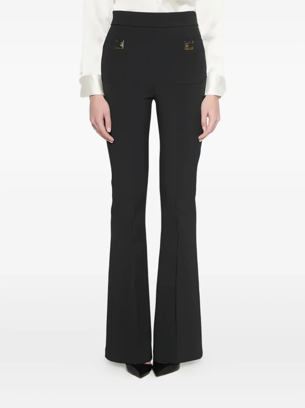 

Брюки с логотипом на нашивке Elisabetta Franchi, черный