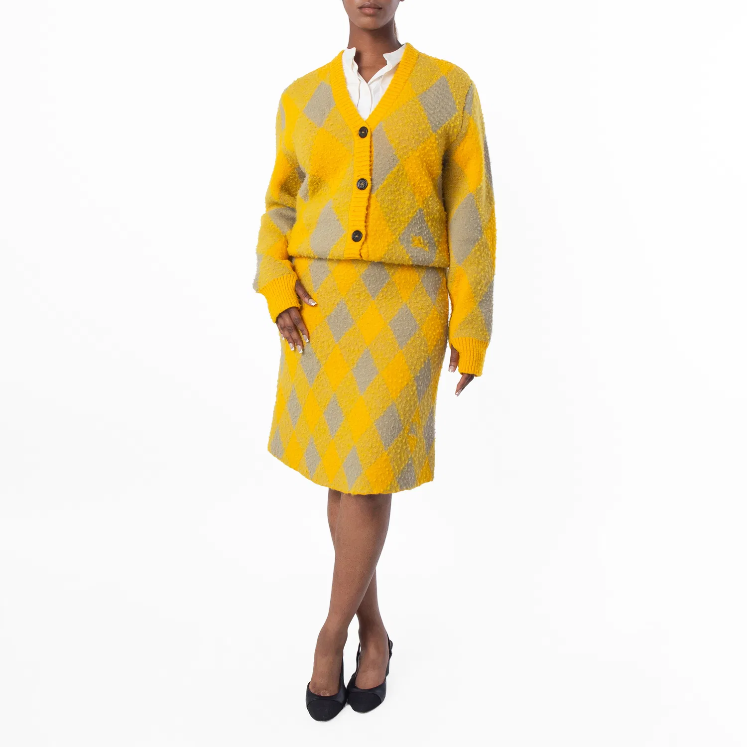 Юбка шерстяная миди с принтом Argyle Burberry, Mimosa Ip Pattern — фото 4