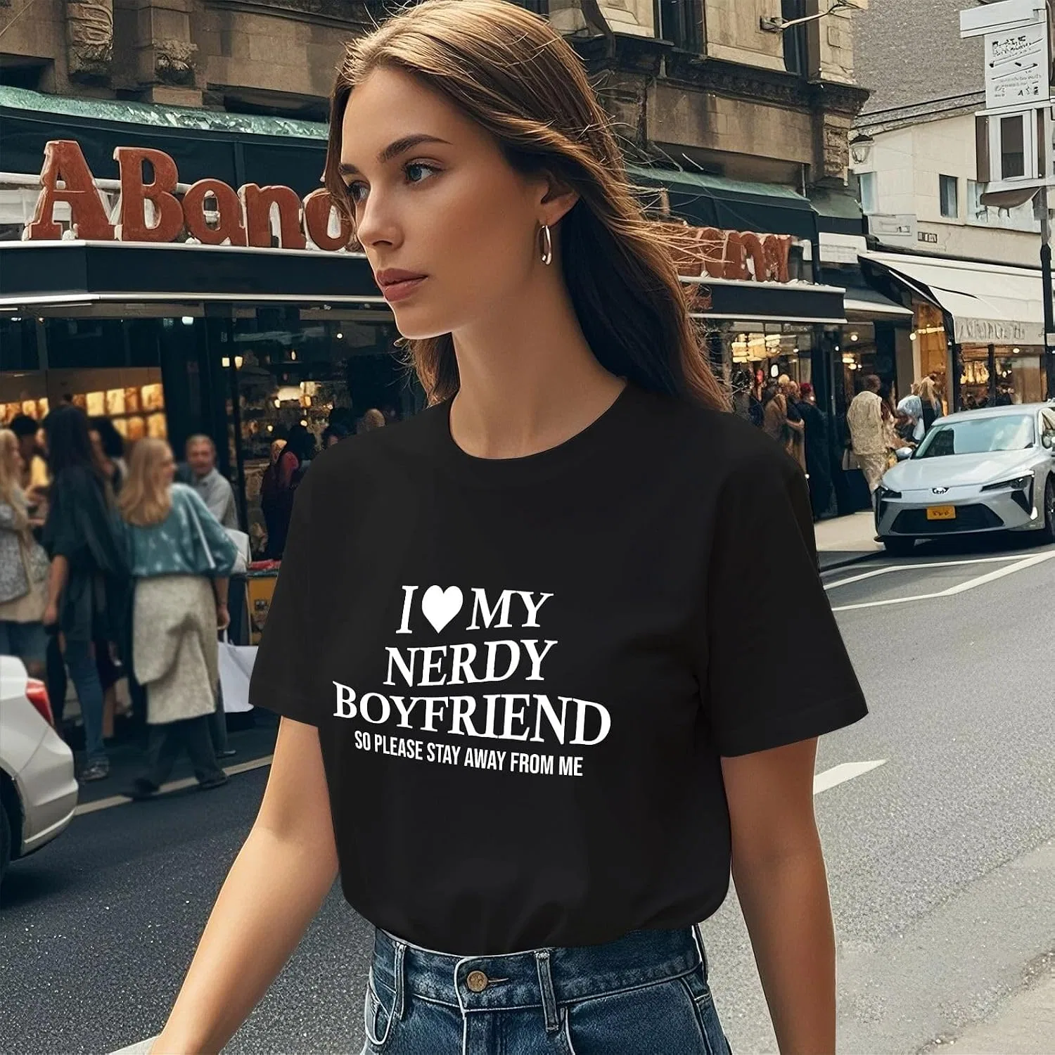 Женская футболка с принтом I Love My Nerdy Boyfriends Shirt-003, Allblack — фото 3