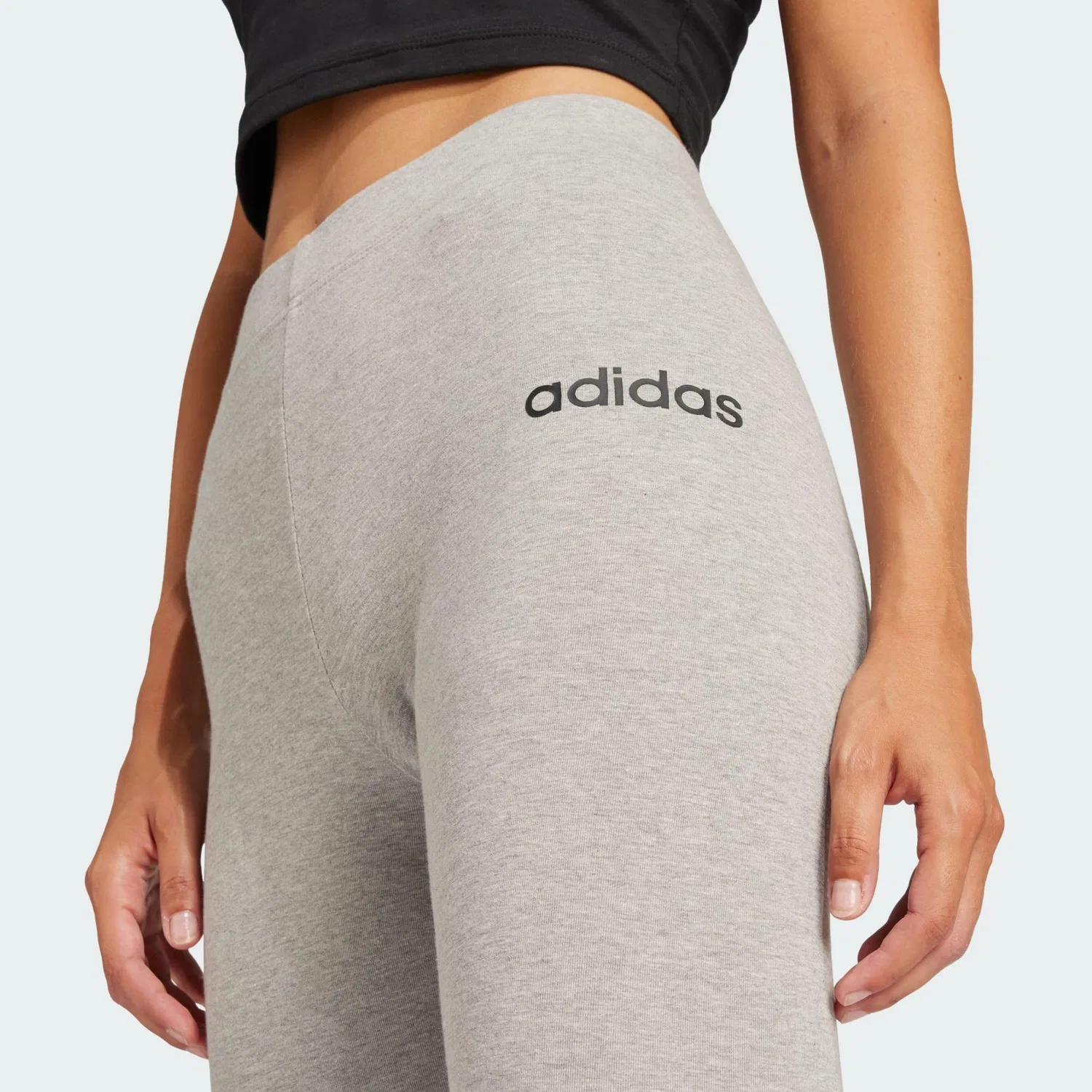 Женские леггинсы из хлопка Essentials Linear Cotton Adidas, Grey / Schwarz — фото 4