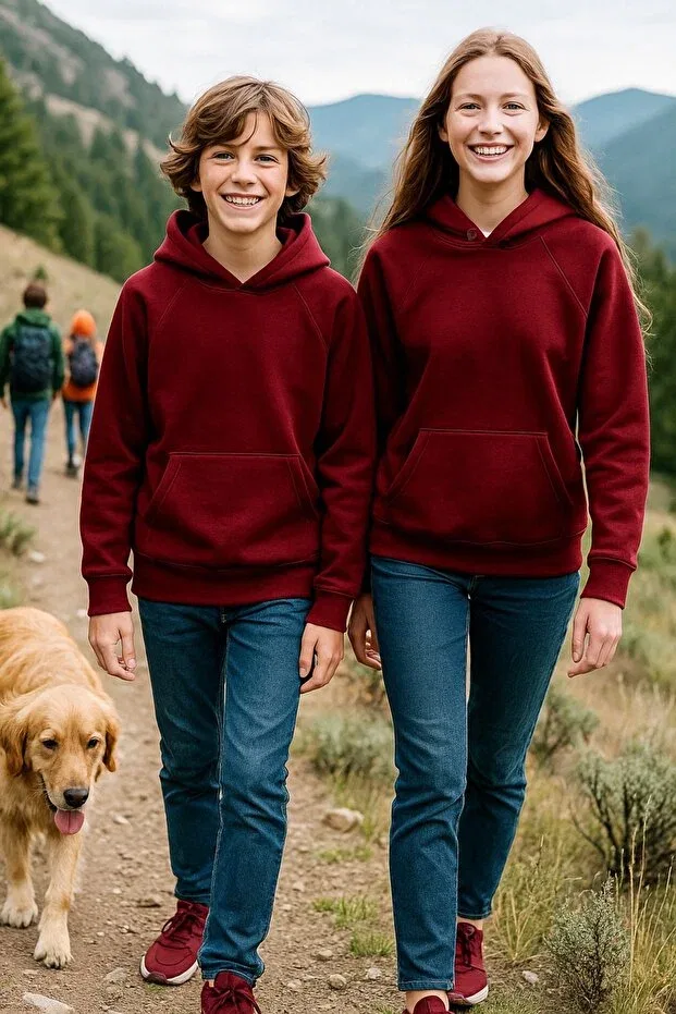 Детское худи для девочек оверсайз с капюшоном Cloise, Burgundy — фото 3
