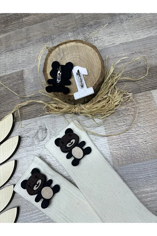 Детские носки для девочек с принтом Teddy Bear Feriatolye, Nude Color — фото 2