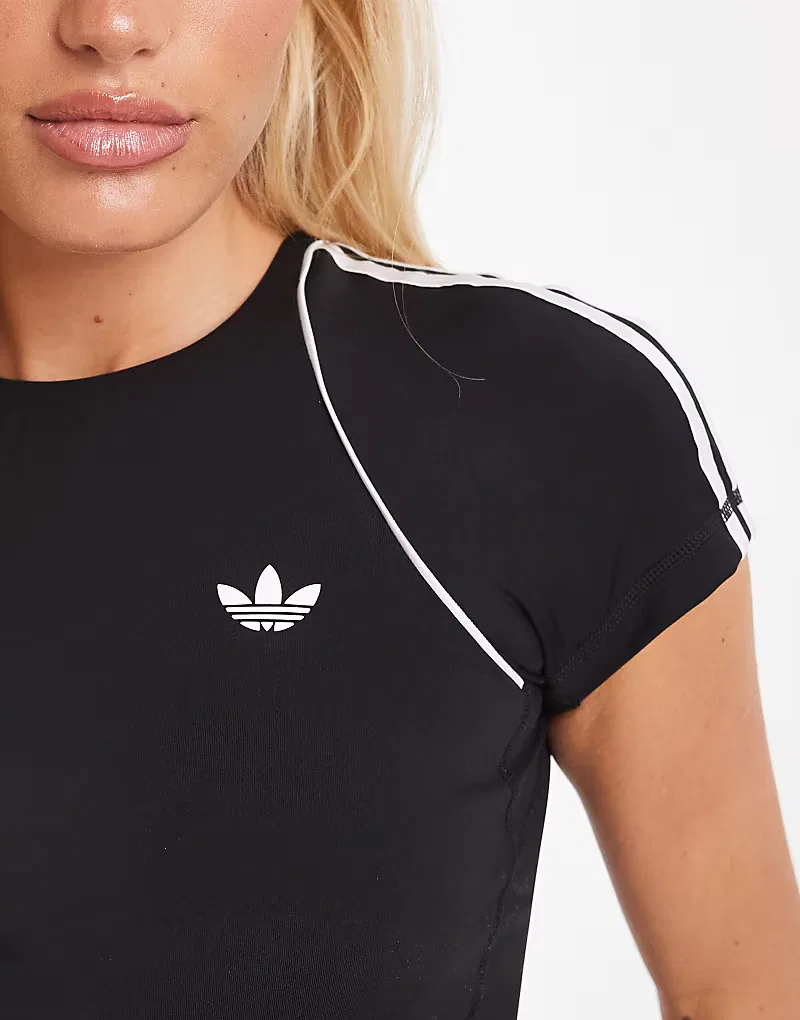 Укороченная футболка Adidas Originals Sport Superstar, черный — фото 3