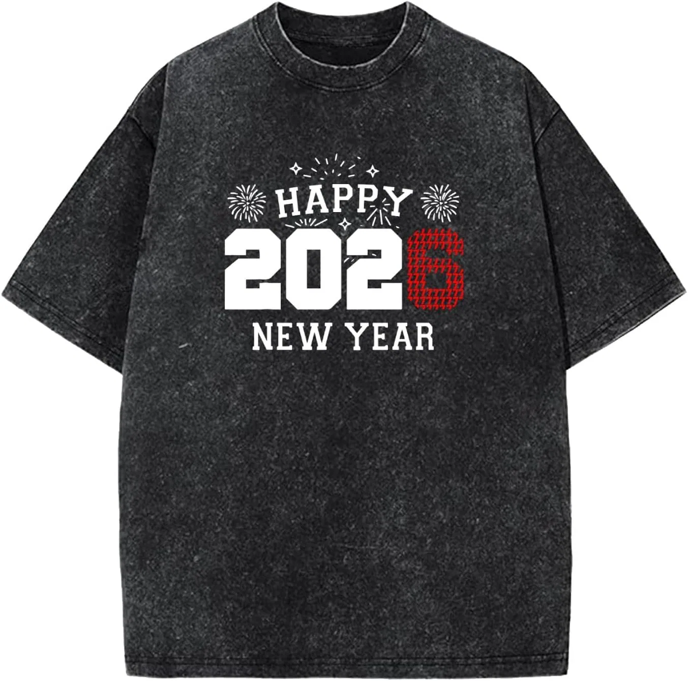 Мужская футболка с принтом Happy New Year 2026 Shirt-004, Wash Black
