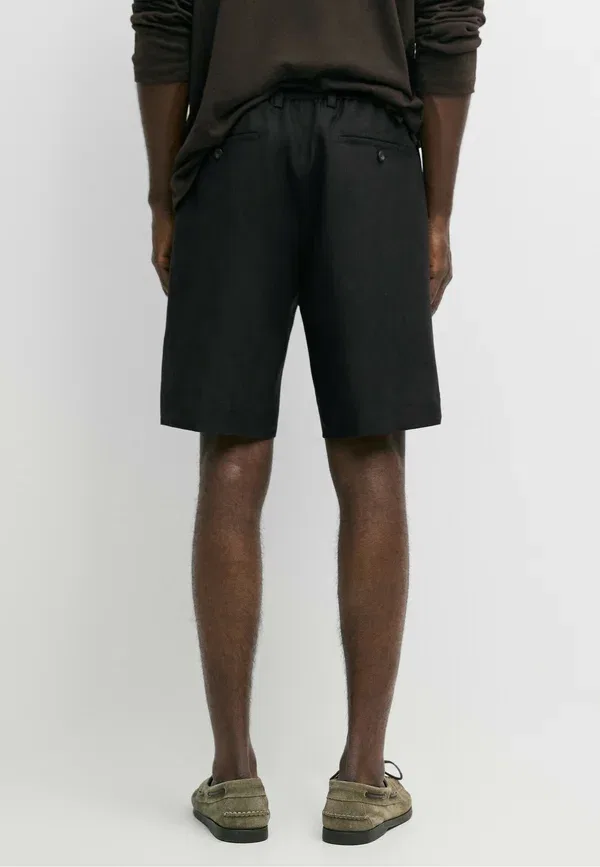 Шорты из льна Shorts Massimo Dutti, черный — фото 3