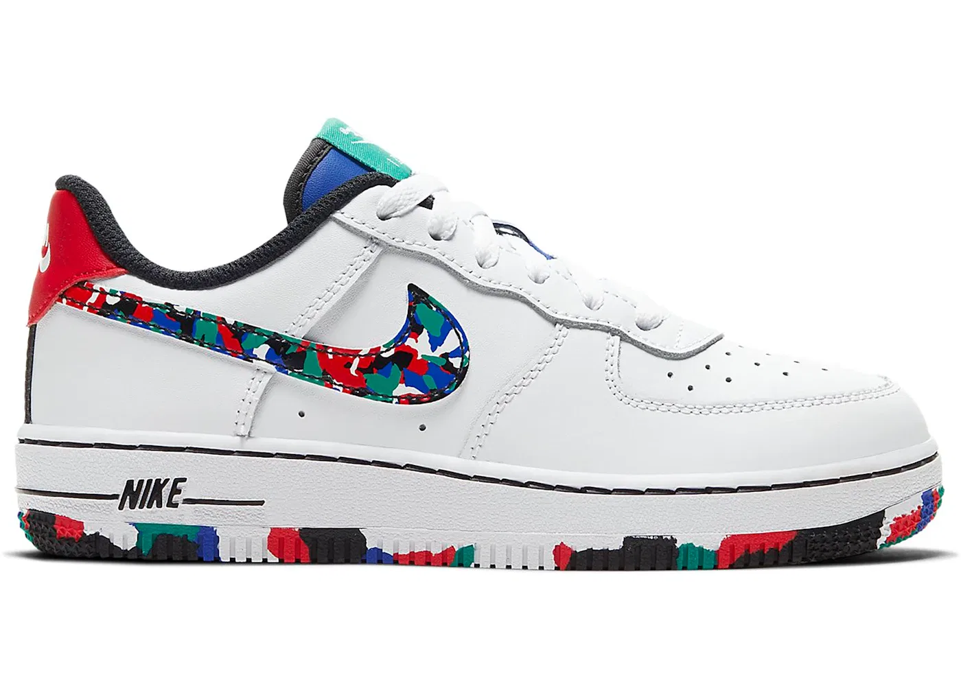 Детские кроссовки с контрастным дизайном Nike Air Force 1 Low, White/Hyper Blue-Neptune Green-Multi-Color