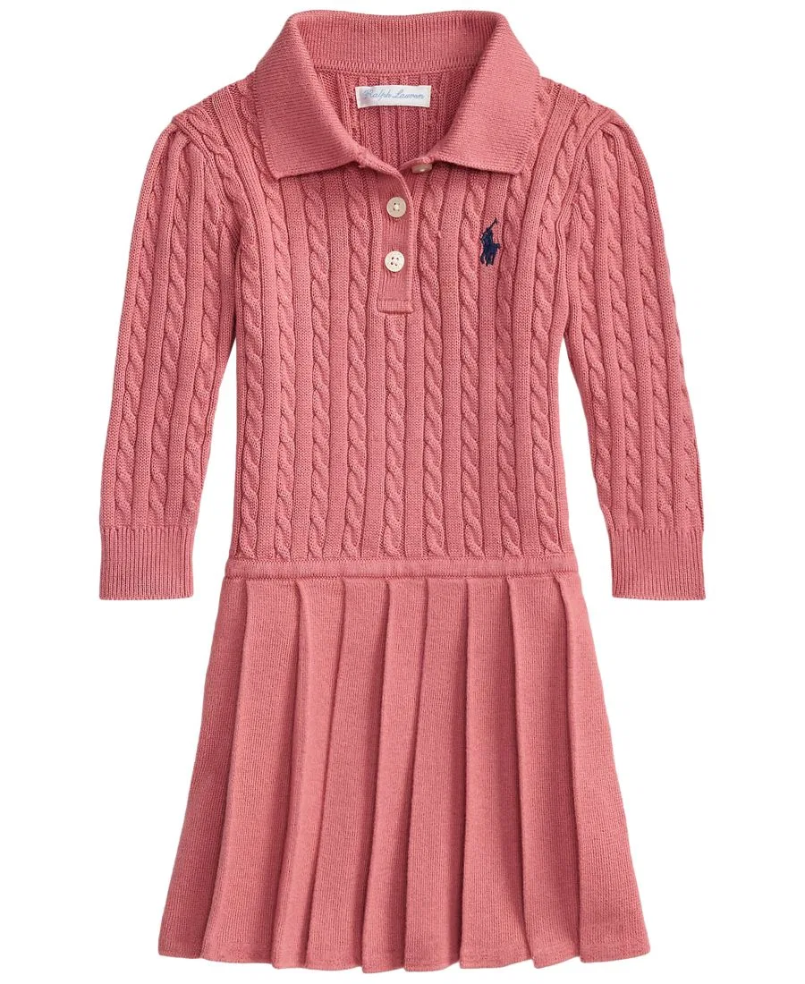 Платье-свитер с поло и мини-косичкой Polo Ralph Lauren, Canvas Pink