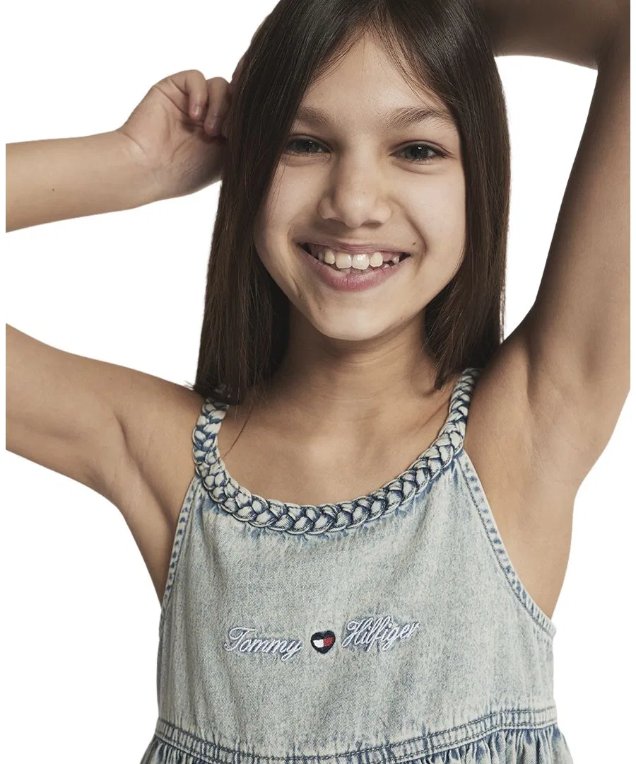 Платье-трапеция с плетеными бретелями, без рукавов, модель Rope Trim Scoop Neck Tommy Hilfiger, Bleach Wash — фото 3