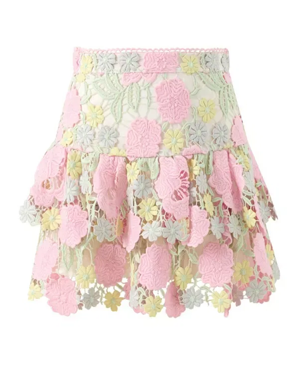 Детская юбка для девочек с воланами Estella Frill Embroidered Mini Skirt Marlo Kids, Floral — фото 2