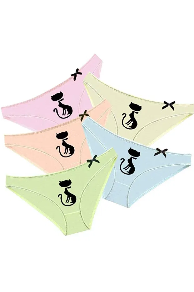 Детские трусы для девочек с принтом Pack of 1024 cat printed mix panties Newlilla, Tkv2- Mix Colors — фото 4