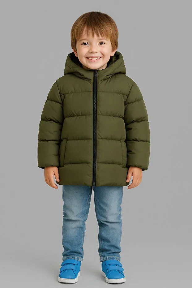 Детское зимнее пальто для девочек с капюшоном Myrab Denim, Khaki