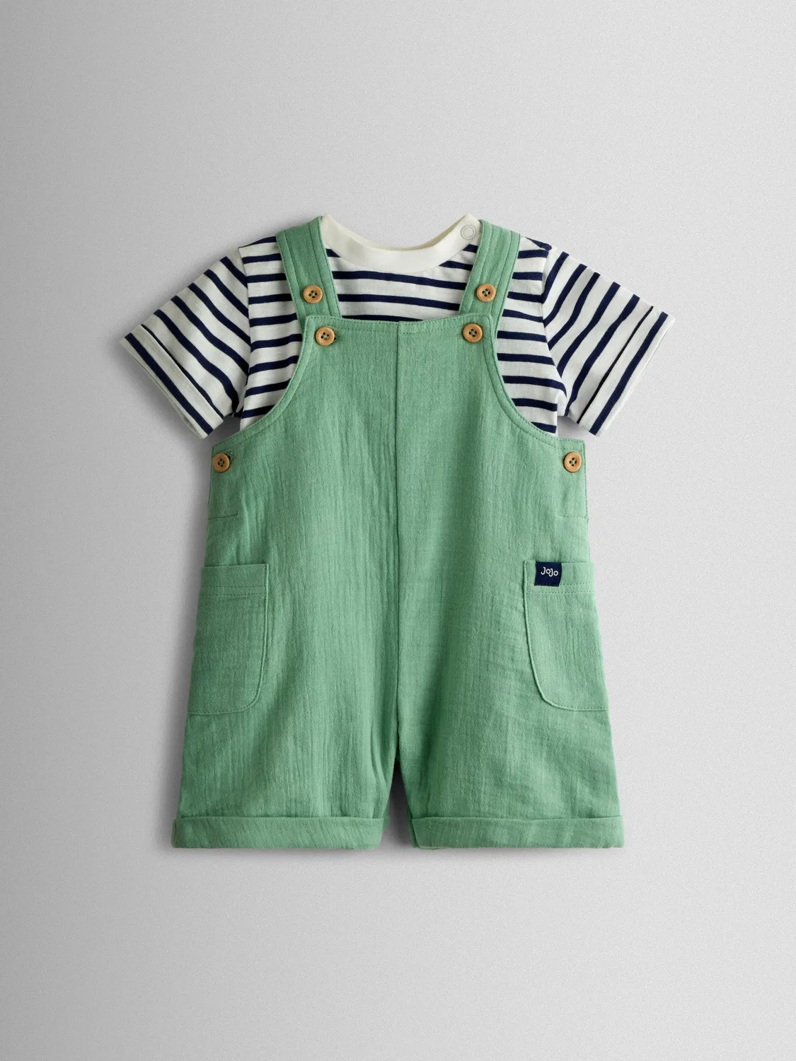 Комбинезон и футболка, 2 предмета, джерси, JoJo Maman Bébé, зеленый