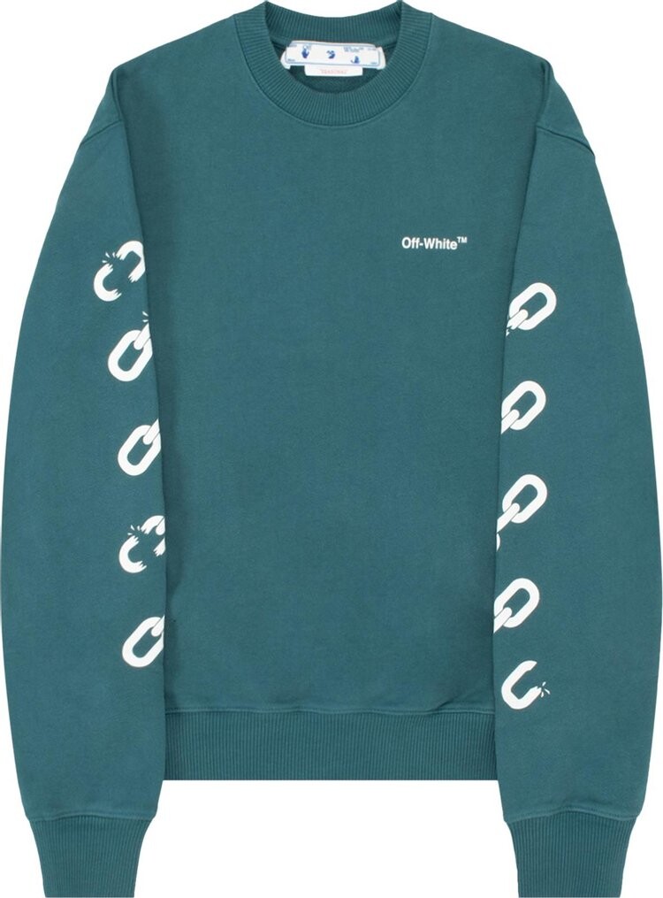 Толстовка Off-White Chain Arrow Slim Crewneck 'Duck Green/White', зеленый — фото 2