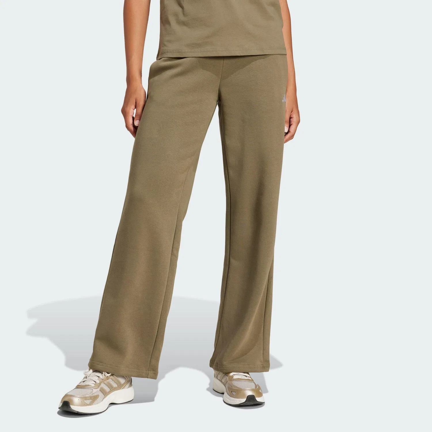 Женские брюки свободного кроя из футера Essentials Small Logo Feel Cozy Open-Hem Hose Adidas, Khakibeige Weiss