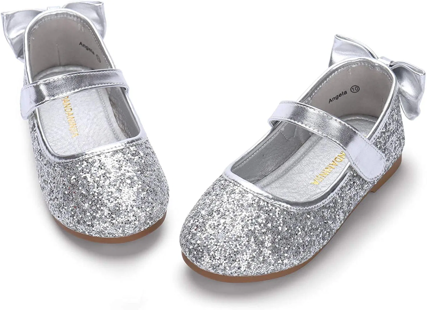 Детские балетки для девочек с цветочным принтом PANDANINJIA, Ag Silver Sequin