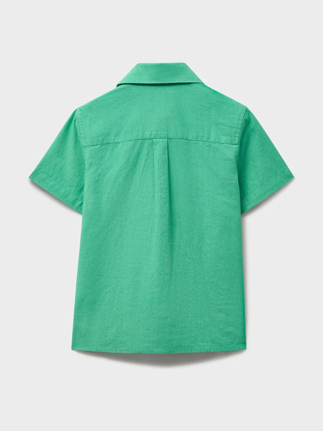 Рубашка с коротким рукавом, хлопок-лен Crew Clothing, зеленая — фото 2