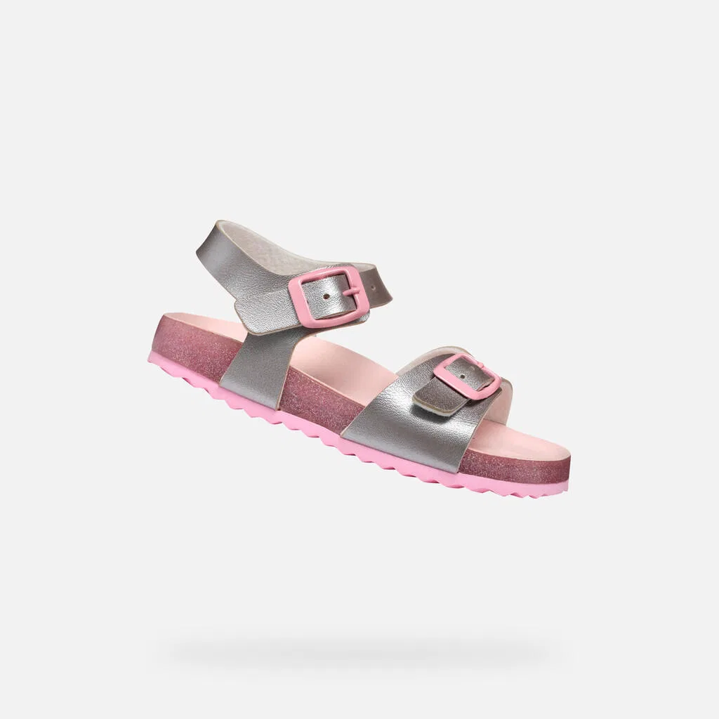 Детские сандалии для девочек J Adriel Girl Geox, Grau / Rosa