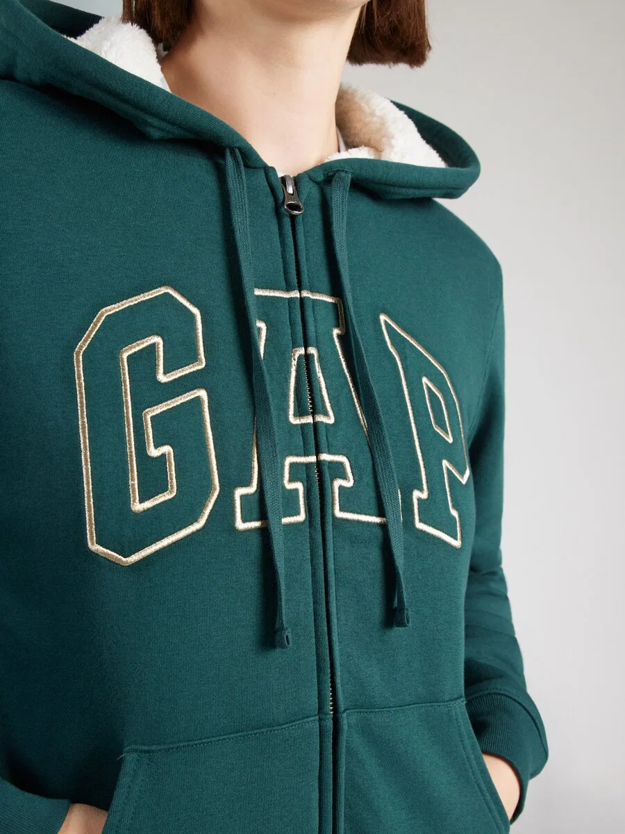 Толстовка на молнии GAP 'FRANCHISE HERITAGE' изумрудного цвета — фото 3