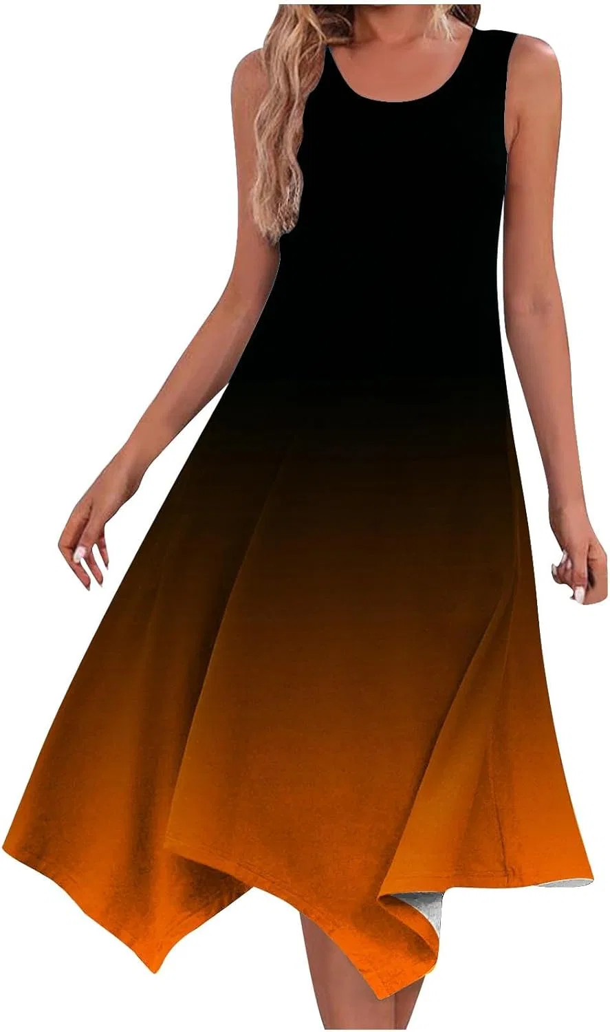 Женское летнее платье омбре A-line, Orange