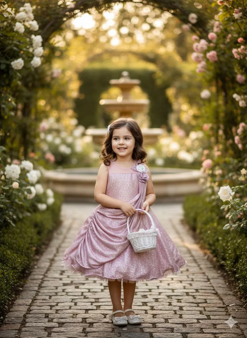 Платье с блеском Little Grace Shimmer Party Dress Inaabia, розовый
