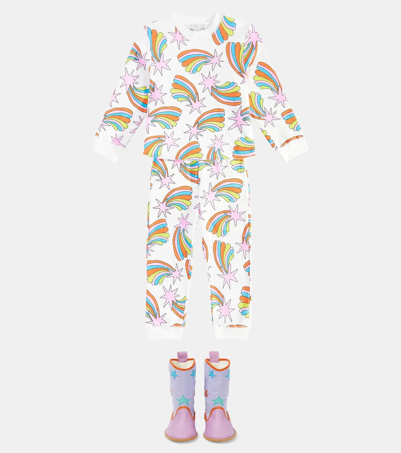 Комплект из свитшота и спортивных штанов из хлопка с принтом Stella Mccartney Kids, белый — фото 2