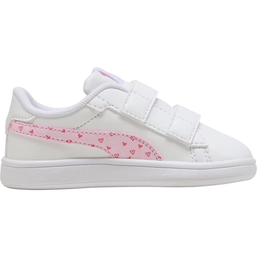 Кроссовки детские с закрытым носком Puma Smash 3.0 Hearty V Inf, Розово-белый — фото 4